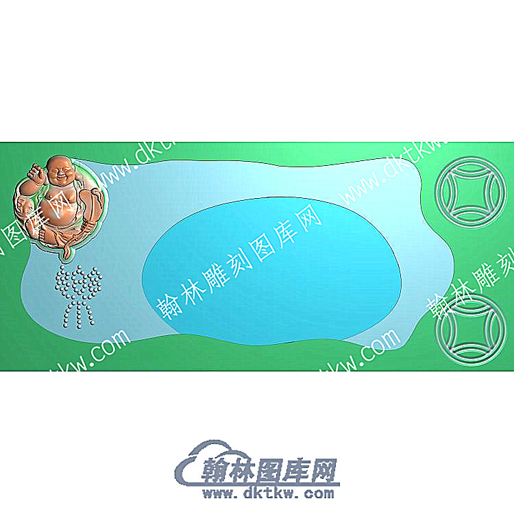 笑弥勒佛铜钱行业茶盘精雕图（HYCP-150）.jpg