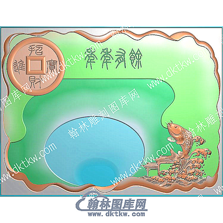 招财进宝年年有余行业茶盘精雕图（HYCP-151）.jpg