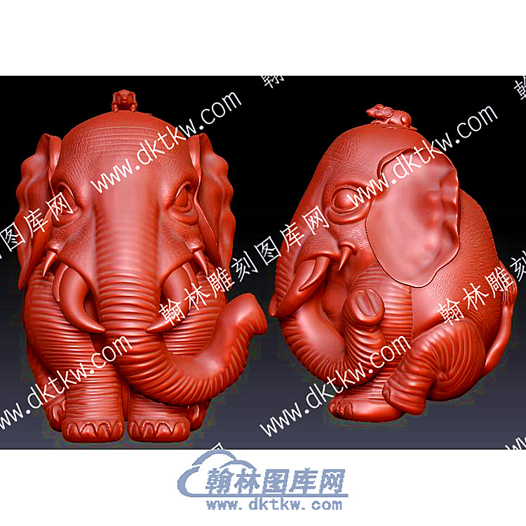 核雕象立体圆雕图（HDDW-020）.jpg