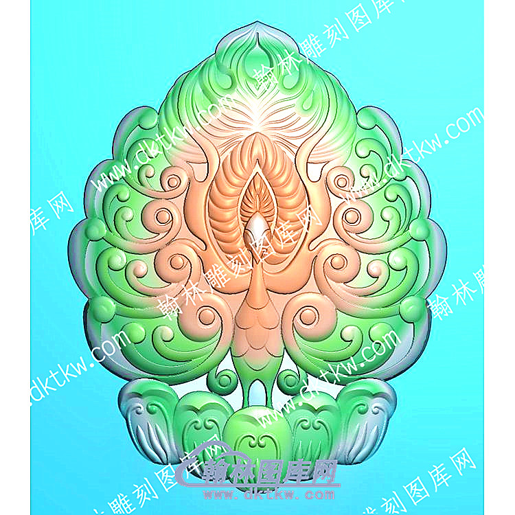 挂件仿古纹火凤凰精雕图（GJLF-023）.jpg