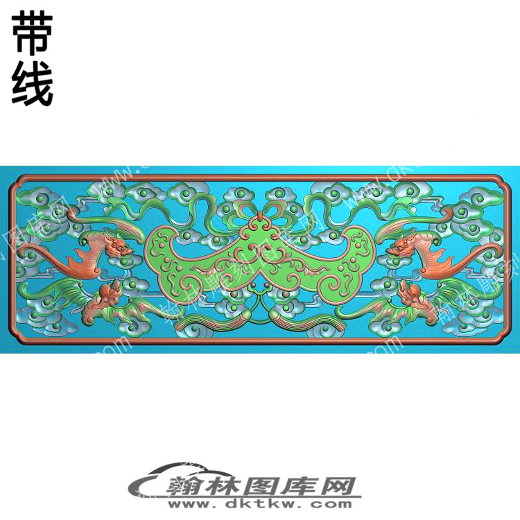 中式祥云蝙蝠对称中式动物精雕图（ZSDW-628）.jpg