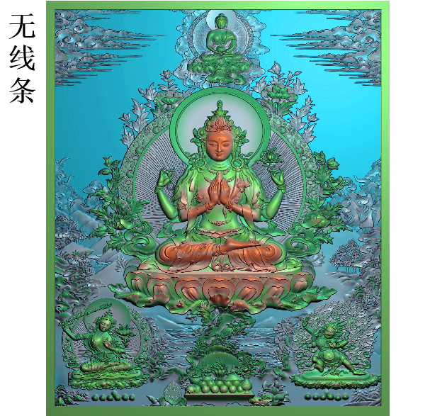 藏式人物四臂观音组合佛像精雕图(ZSRW-01-05)_副本_副本.png