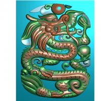 新椭圆龙牌四六牌浮雕图（SLP-0010）