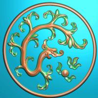 欧式圆形洋花门花浮雕图精雕图雕刻图（YX-315）