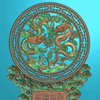 龙凤摆件精雕图,龙凤摆件浮雕图,龙凤呈祥摆件雕刻图（bj-808）