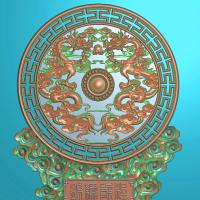 龙凤摆件精雕图,龙凤摆件浮雕图,双龙摆件雕刻图,前程似锦精雕图（bj-811）