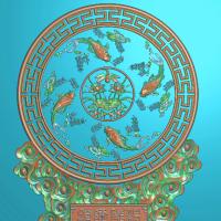 龙凤摆件精雕图,龙凤摆件浮雕图,双龙摆件雕刻图,回纹摆件精雕图（bj-815）