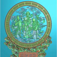 人物摆件精雕图,人物摆件浮雕图,人物摆件雕刻图,回纹人物摆件精雕图（bj-817）