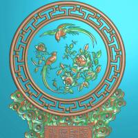 花鸟摆件精雕图,牡丹摆件浮雕图,花鸟祥云摆件雕刻图,牡丹摆件精雕图（bj-826）