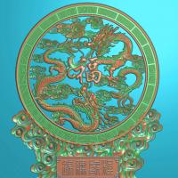 双龙摆件精雕图,双龙摆件浮雕图,双龙祥云摆件雕刻图,双龙摆件精雕图（bj-830）