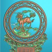 麒麟摆件精雕图,麒麟摆件浮雕图,麒麟祥云摆件雕刻图,麒麟摆件精雕图（bj-839）