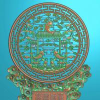 鲤鱼摆件精雕图,鲤鱼摆件浮雕图,鲤鱼祥云摆件雕刻图,鲤鱼回纹精雕图（bj-859）