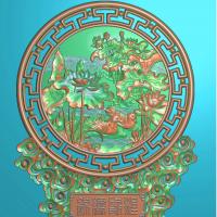 荷花鸳鸯摆件精雕图,荷花鸳鸯摆件浮雕图,荷花鸳鸯雕刻图,荷花鸳鸯精雕图（bj-876）
