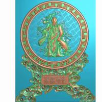 寿星摆件精雕图,寿星浮雕图,寿星雕刻图,寿星回纹精雕图（bj-885）