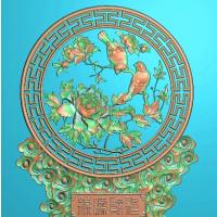 凤凰摆件精雕图,双凤浮雕图,凤雕刻图,凤回纹精雕图（bj-887）