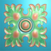 方形洋花浮雕图,洋花精雕图,洋花雕刻图（FX-964）