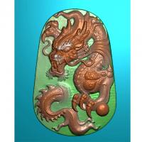无鳞椭圆龙牌四六牌精雕图,四六牌浮雕图,四六牌雕刻图（SLP-0012）