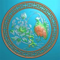 牡丹挂件挂匾挂屏精雕图,挂件挂屏挂匾浮雕图,挂屏挂匾雕刻图（GJ-125）