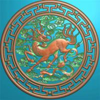 麒麟挂件挂匾挂屏精雕图,挂件挂屏挂匾浮雕图,挂屏挂匾雕刻图（GJ-133）