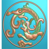草龙背板精雕图,背板浮雕图,背板雕刻图（CTBB-1082）