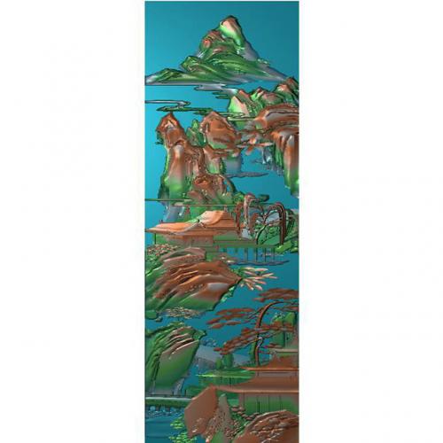 山水建筑精雕图,山水建筑浮雕图,山水建筑雕刻图,山水建筑加工图（SSJZ-302）