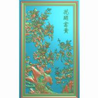 玄关花鸟背景墙精雕图（XG-10）