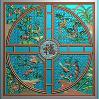 石材中式花鸟动物镂空雕刻雕刻图（TD-36）