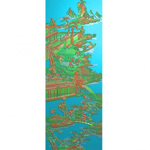 山水建筑浮雕图（SSJZ-0026）