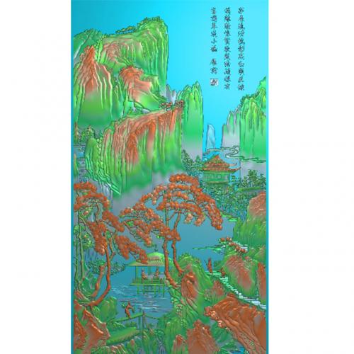 山水建筑浮雕图（SSJZ-204）