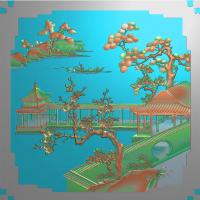 山水建筑浮雕图（SSJZ-3101）