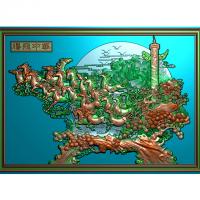 石材玉石背景墙雕刻图（YD-107）