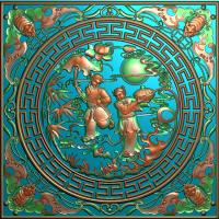 古代人物童子挂件挂匾精雕图挂匾浮雕图（GJ-0005）