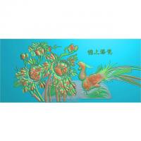 锦上添花牡丹花鸟石头精雕图（MD-024）