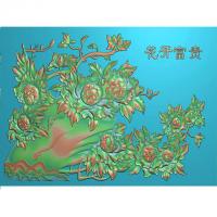 牡丹花鸟石头精雕图（MD-030）