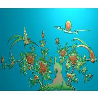 花鸟牡丹花草石头精雕图（MD-110）