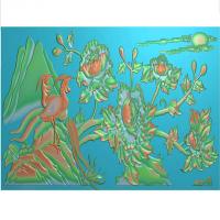 花鸟牡丹花草石头浮雕图（MD-125）