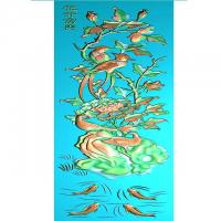 花鸟牡丹花草石头浮雕图（MD-126）