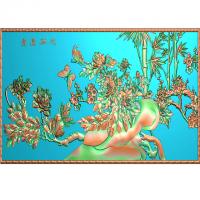牡丹花鸟花草石头浮雕图（MD-162）