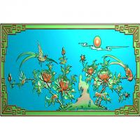 牡丹花鸟花草石头浮雕图（MD-164）