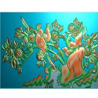 牡丹花鸟花草石头浮雕图（MD-177）