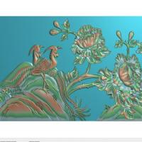 牡丹花鸟花草石头浮雕图（MD-205）