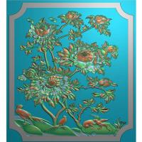 牡丹花鸟花草石头浮雕图（MD-224）