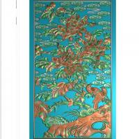牡丹花鸟花草石头浮雕图（MD-229）