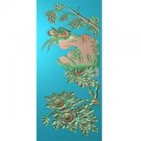 牡丹花鸟花草石头浮雕图（MD-248）