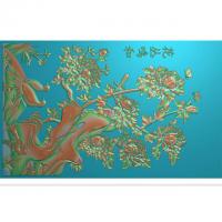 牡丹花鸟花草石头浮雕图（MD-249）