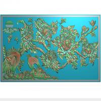 牡丹花鸟花草石头浮雕图（MD-253）