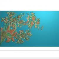牡丹花鸟花草石头浮雕图（MD-256）