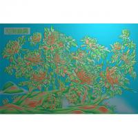 牡丹花鸟花草石头浮雕图（MD-257）