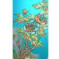 牡丹花鸟花草石头浮雕图（MD-6002）
