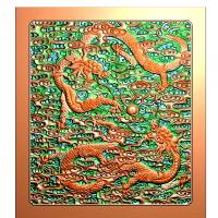 龙祥云带边框云板浮雕雕刻图（L-360）
